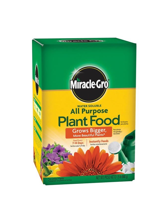 Miracle-Gro Water Soluble All Purpose Plant Food, For All Indoor or Outdoor Plants, Roses, Flowers, Vegetables, Houseplants, Trees, and Shrubs, 1.5 lbs - Image 1
